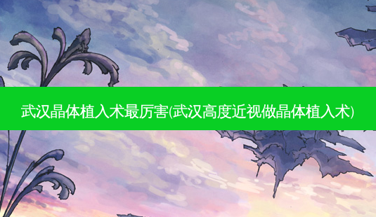 武汉晶体植入术厉害(武汉高度近视做晶体植入术)-第1张图片-唯美资讯网 武汉晶体植入术厉害(武汉高度近视做晶体植入术)-第1张图片-唯美资讯网