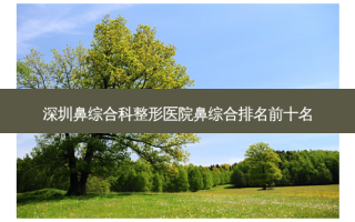 深圳鼻综合科整形医院鼻综合排名前十名