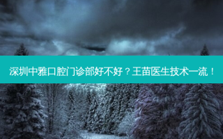 深圳中雅口腔门诊部好不好？王苗医生技术！