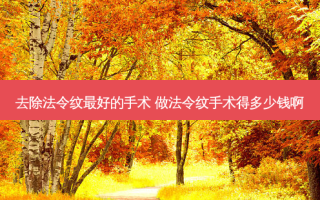 去除法令纹好的手术 做法令纹手术得多少钱啊